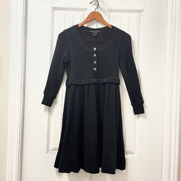 Marc by Marc Jacobs 100% Wool Waffle Babydoll Button Dress Black – XS - Picture 1 of 13